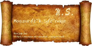 Moszurák Sándor névjegykártya